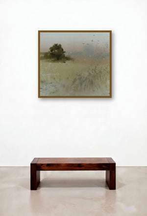 Celebration (Serene Landscape) by artist Anupam Chauhan displayed in a Contemporary Luxury Foyer