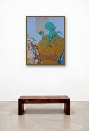 Chameleon (The Octoman Reader) by artist Kamlesh Patidar displayed in a Luxury Lounge
