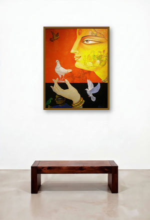 Charulata Ii (Echoes of Heritage) by artist Gautam Mukherjee displayed in a Luxury Foyer