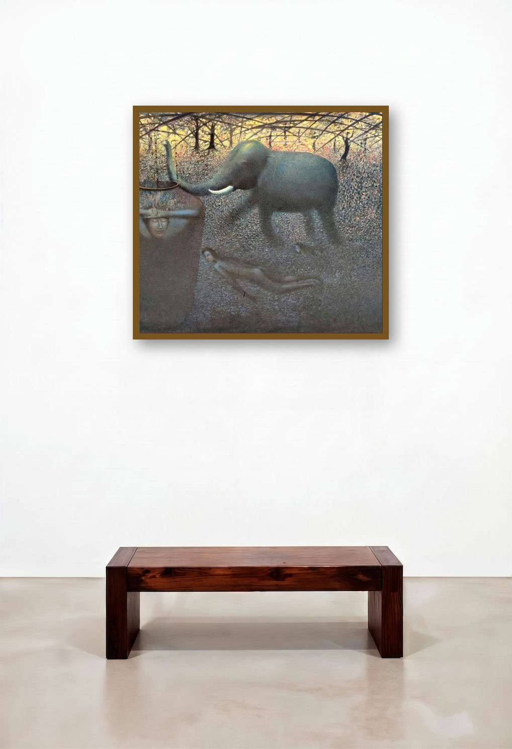 Childhood (The Unexpected) by artist Thambi Sankaran displayed in a Urban Loft Library