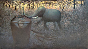 contemporary acrylic painting titled 'Childhood', 36x48 inches, by artist Thambi Sankaran on Canvas