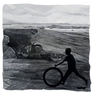 Figurative mixed media painting titled 'Childhood', 30x30 inches, by artist Manish Sharma on Canvas