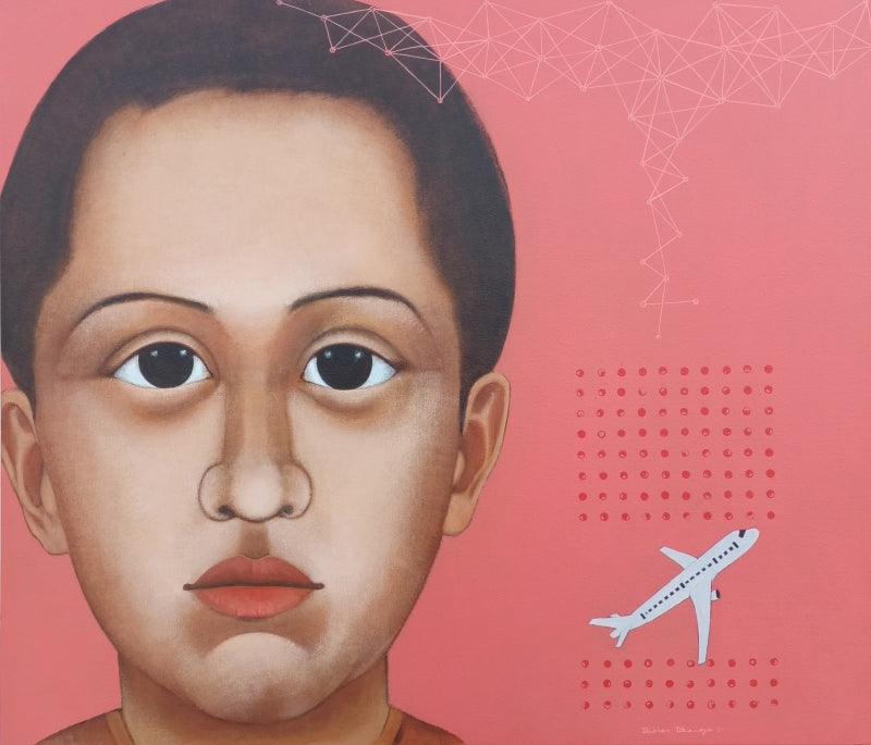 Figurative acrylic painting titled 'Childhood', 36x42 inches, by artist Bibhas Baidya on Canvas