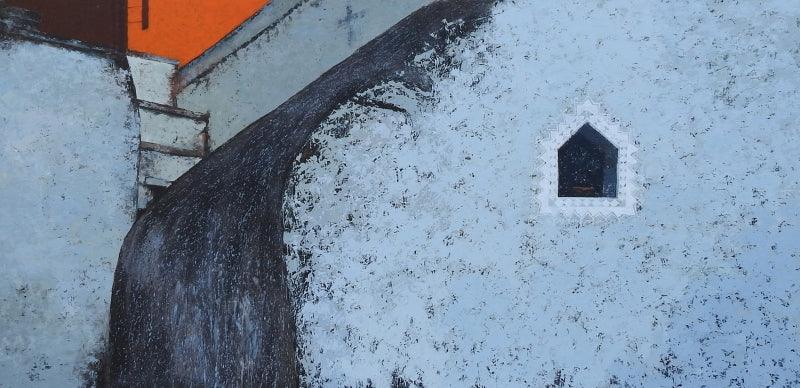 Landscape acrylic painting titled 'Childhood Memories 2', 40x80 inches, by artist Sandeep Ghule on Canvas