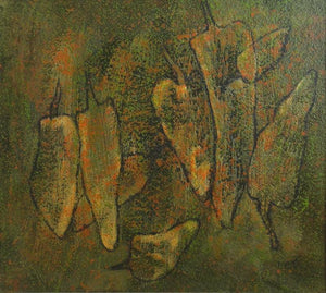 Food acrylic painting titled 'Chillies', 9x8 inches, by artist Mahendra Parmar on Paper