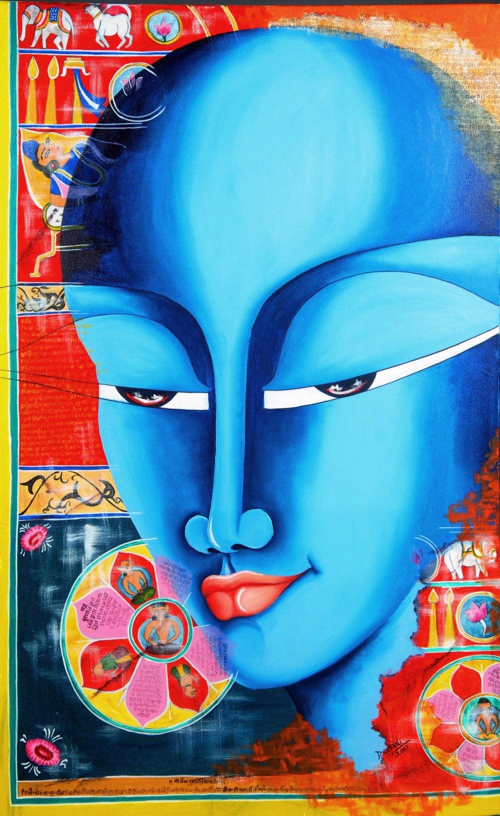 contemporary acrylic oil painting titled 'Circle Of Life', 48x30 inches, by artist Deepali Mundra on Canvas