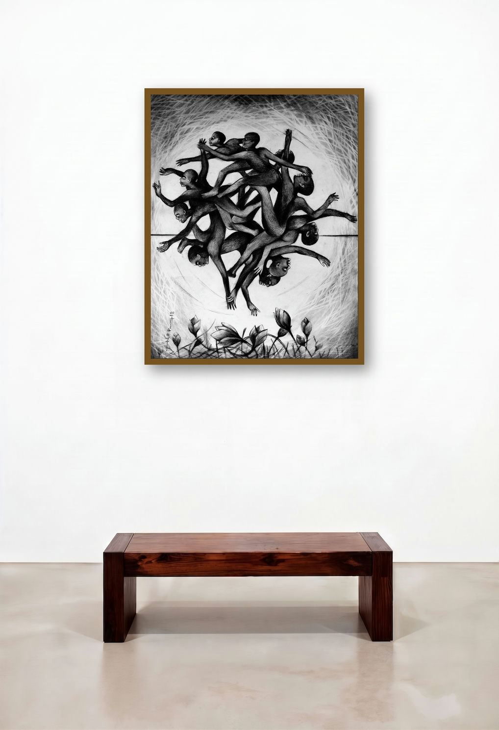 Circle Of Life (The Circle of Life) by artist N P Pandey displayed in a Art Deco Reception Area