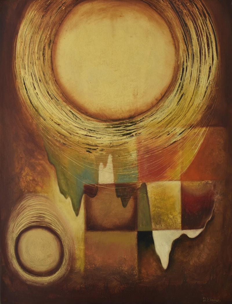 Abstract mixed media painting titled 'Circle of Life', 48x36 inches, by artist Durshit Bhaskar on Canvas