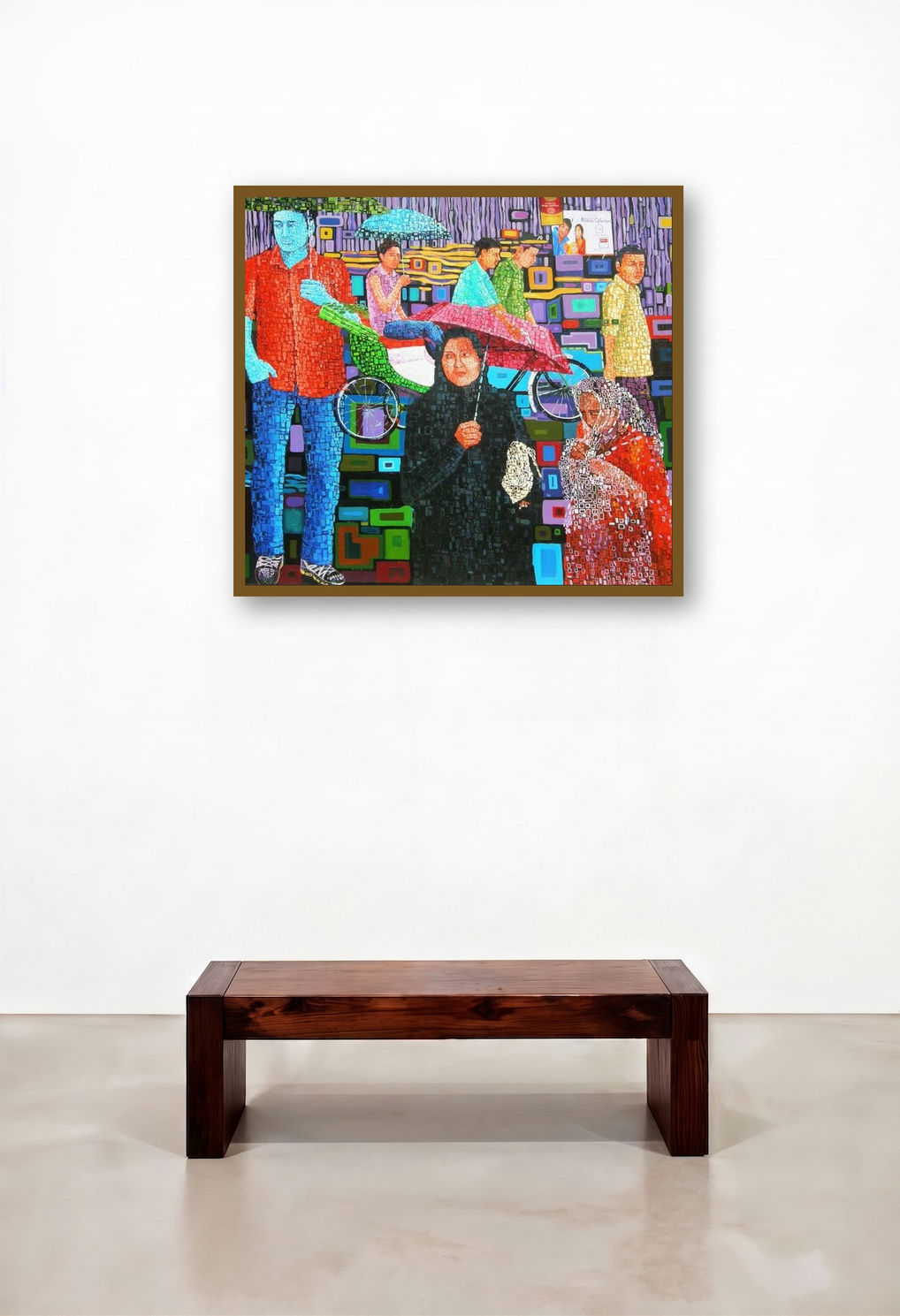 City (The City in Motion) by artist Azizur Rahman displayed in a Mid-Century Modern Penthouse