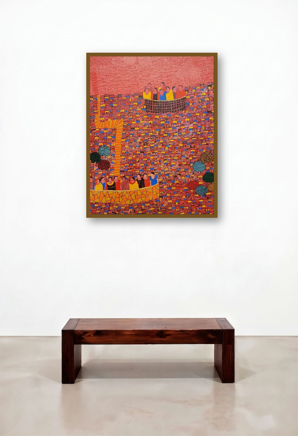 Cityscape 11 (Urban Tapestry) by artist Rama Krishna V displayed in a Transitional Hotel Lobby