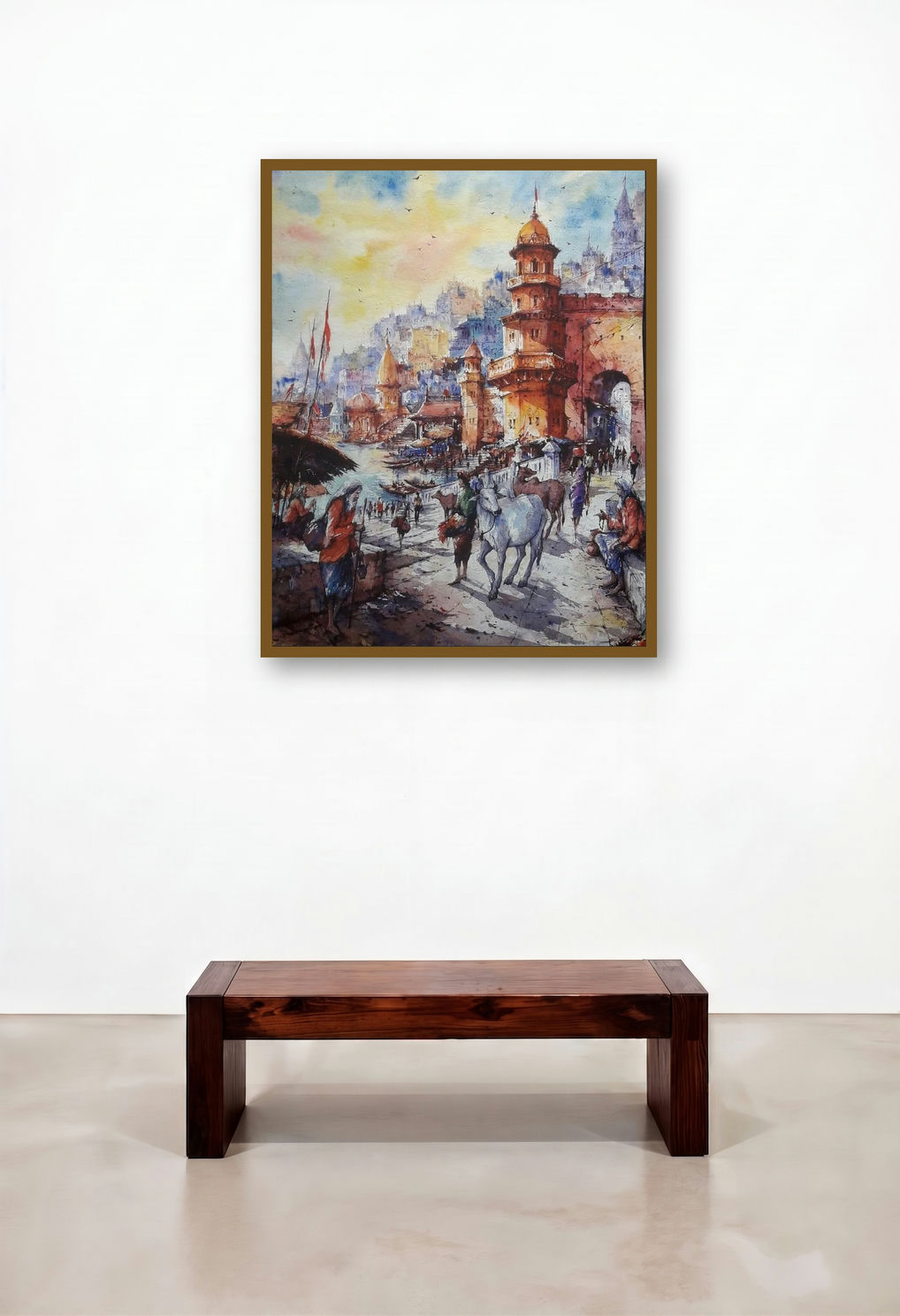 Cityscape 12 (Varanasi Daily Life) by artist Shubhashis Mandal displayed in a Designer Home Office