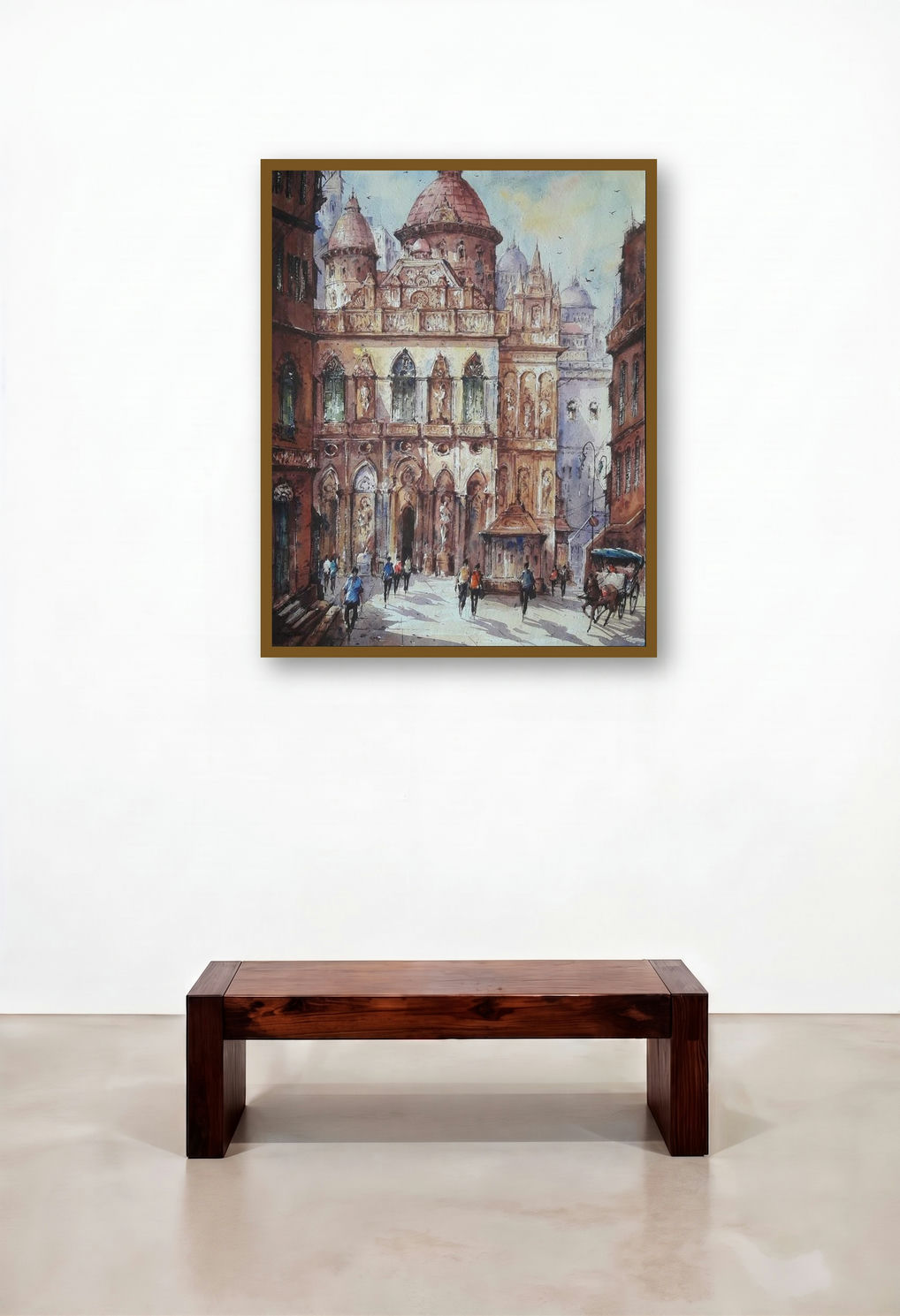Cityscape 14 (Kolkata Architecture) by artist Shubhashis Mandal displayed in a Transitional Penthouse