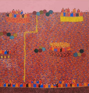 Cityscape acrylic painting titled 'Cityscape 2', 60x60 inches, by artist Rama Krishna V on Canvas