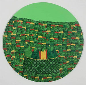 Cityscape acrylic painting titled 'Cityscape 3', 14x14 inches, by artist Rama Krishna V on Canvas