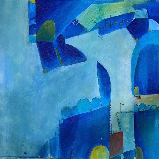 Cityscape acrylic painting titled 'Cityscape Abstract', 15x18 inches, by artist Amit Pithadia on Canvas