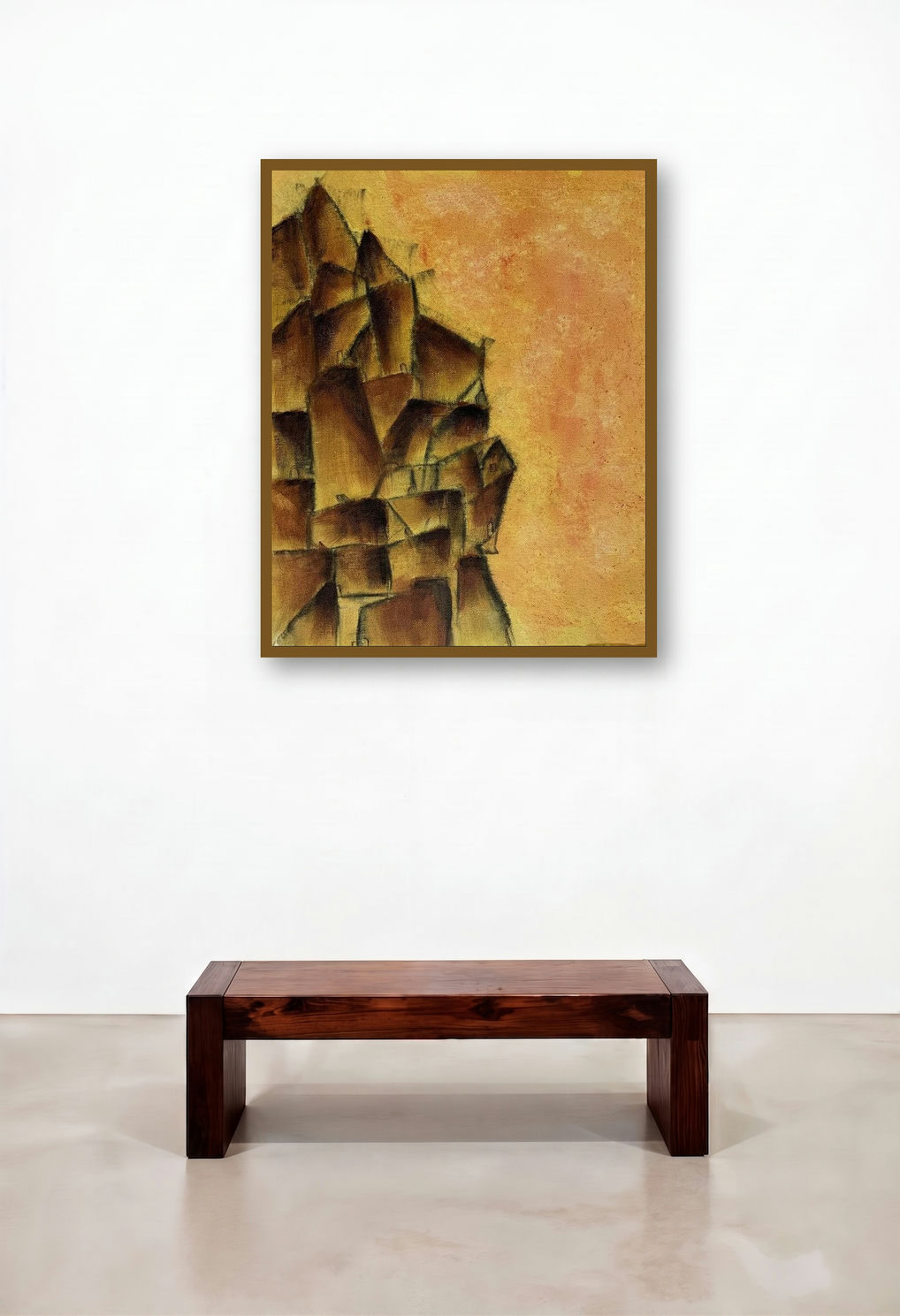 Cityscape Abstract (The Shattered Horizon) by artist Amit Pithadia displayed in a Modern Hallway