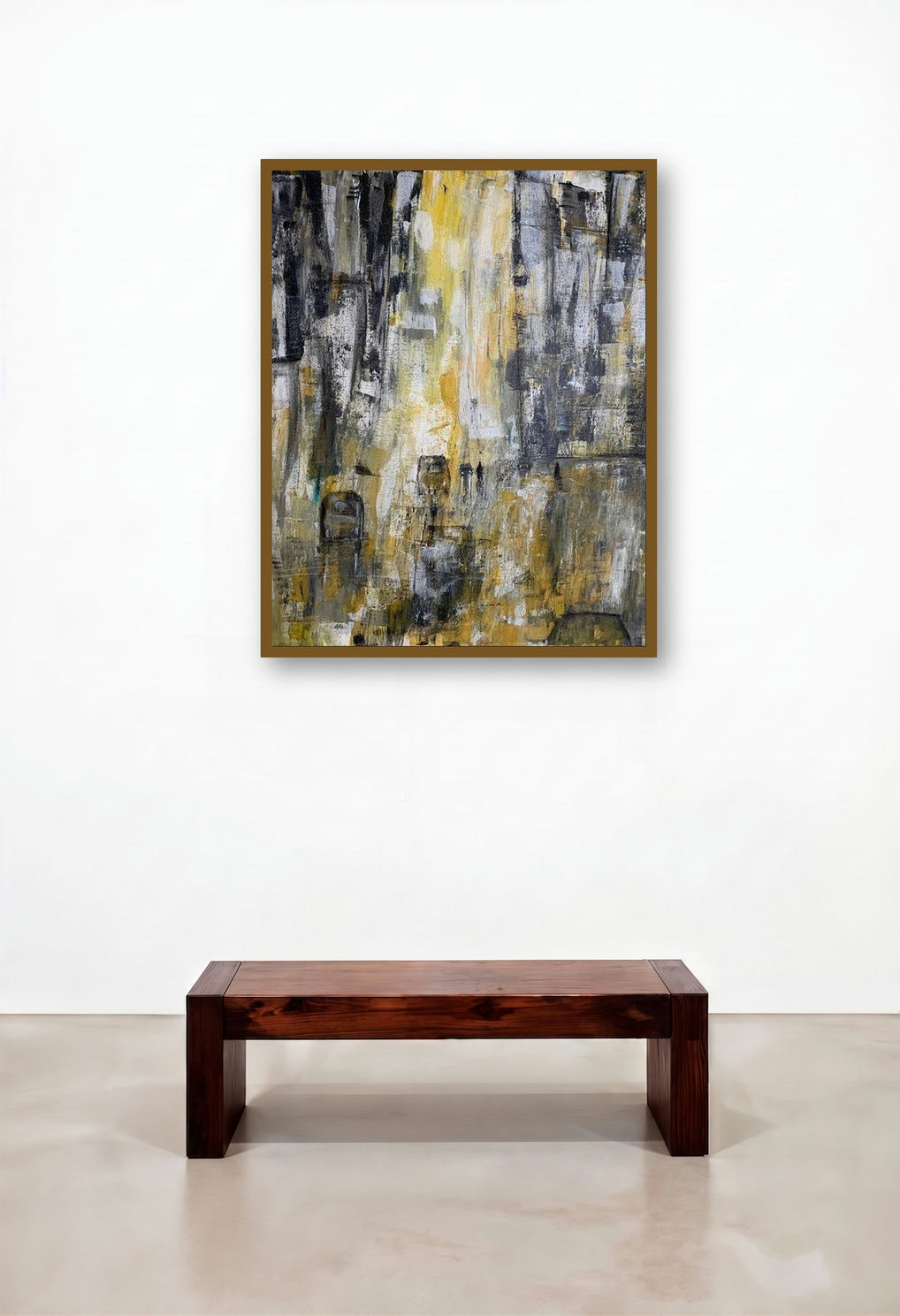 Cityscape Abstract (Urban Tapestry) by artist Amit Pithadia displayed in a Art Deco Dining Room