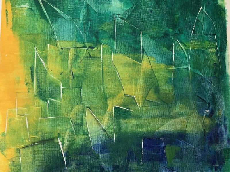 Cityscape acrylic painting titled 'Cityscape', 15x18 inches, by artist Amit Pithadia on Canvas