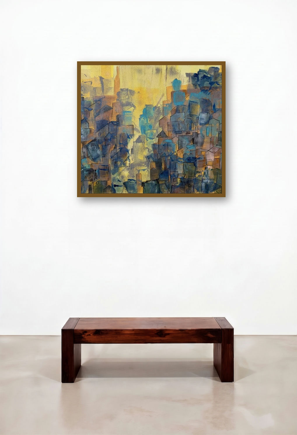 Cityscape (Awakening City) by artist Amit Pithadia displayed in a Eclectic Foyer