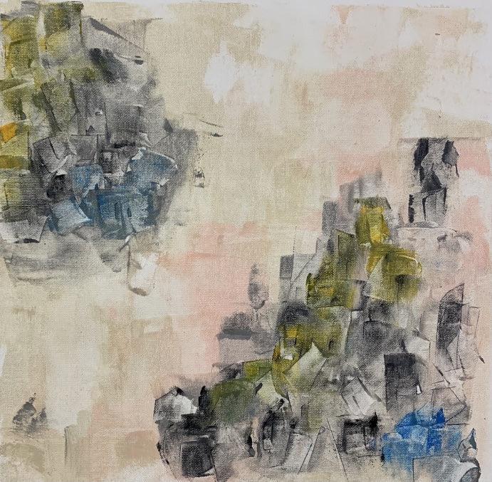 Cityscape acrylic painting titled 'Cityscape', 16x16 inches, by artist Amit Pithadia on Canvas