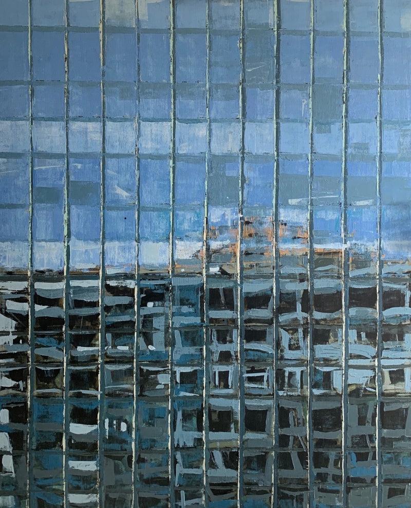 Cityscape oil painting titled 'Cityscape', 60x48 inches, by artist Harshit Bondre on Canvas