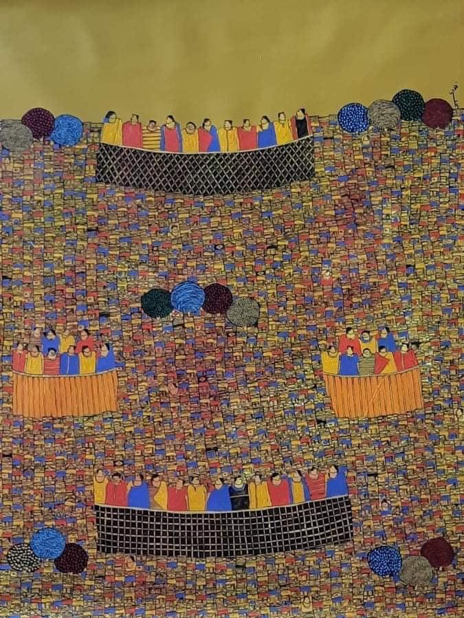 Cityscape acrylic painting titled 'Cityscape', 48x36 inches, by artist Rama Krishna V on Canvas