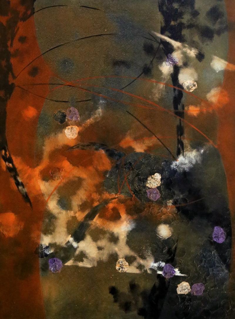 Abstract acrylic painting titled 'Colours Of Life 9', 40x30 inches, by artist Asif Shaikh on Canvas