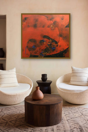 Colours Of Life (Crimson Currents) by artist Asif Sharief Shaikh displayed in a Museum Style gallery