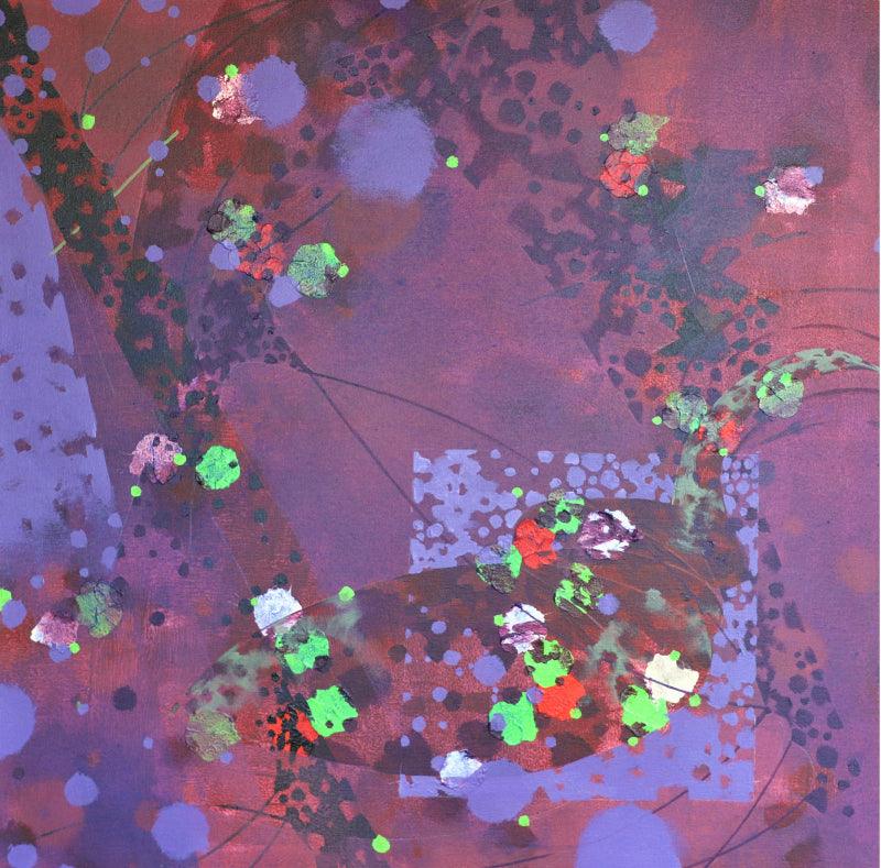 Abstract acrylic painting titled 'Colours of life', 36x36 inches, by artist Asif Sharief Shaikh on canvas