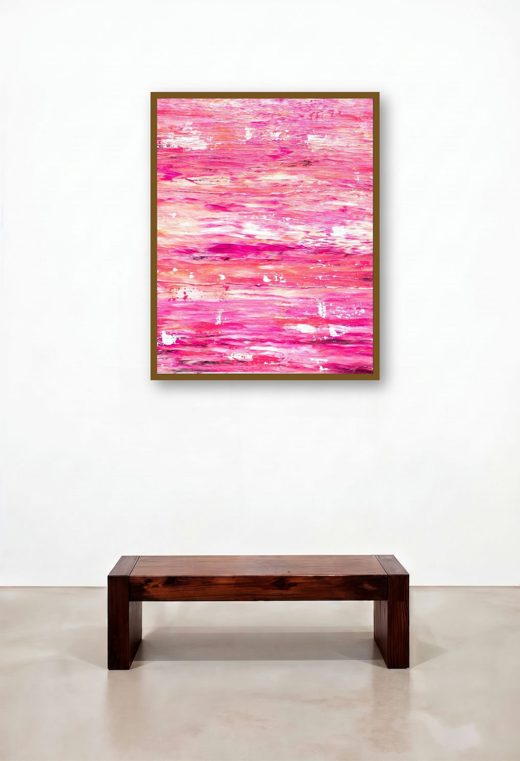 Colours of the Ocean (Blush and Bloom) by artist Manju Lamba displayed in a Contemporary Bedroom
