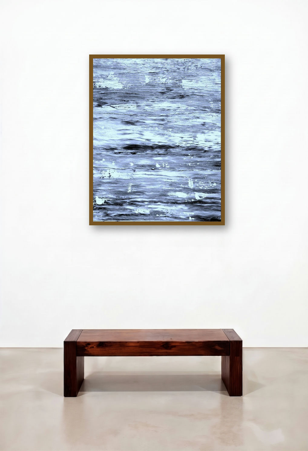 Colours of the Ocean (Aqueous Depths) by artist Manju Lamba displayed in a Luxury Executive Office
