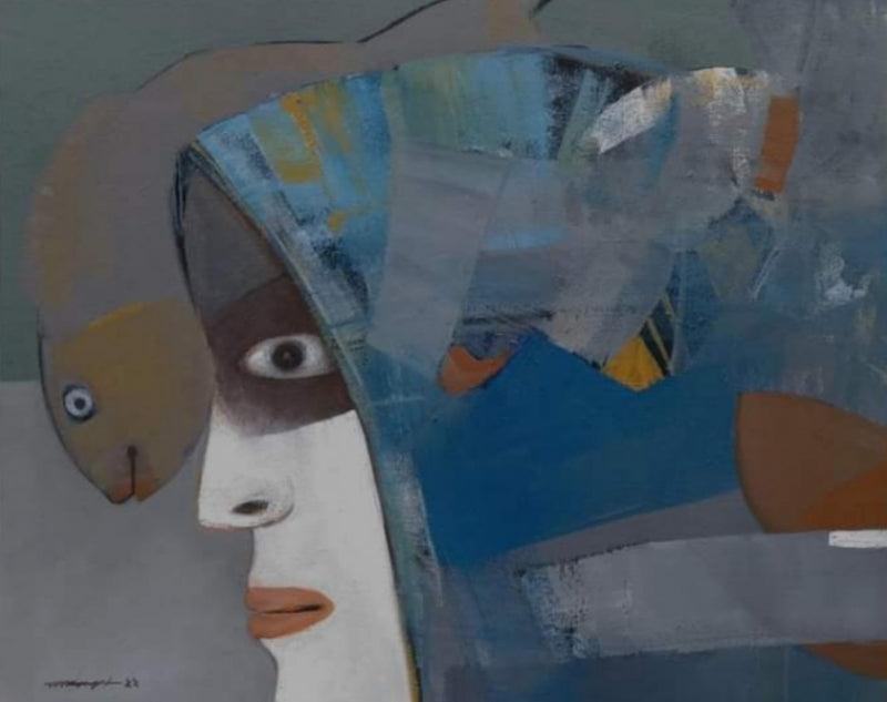 Figurative acrylic painting titled 'Composition 11', 16x20 inches, by artist Mihir Kayal on Canvas