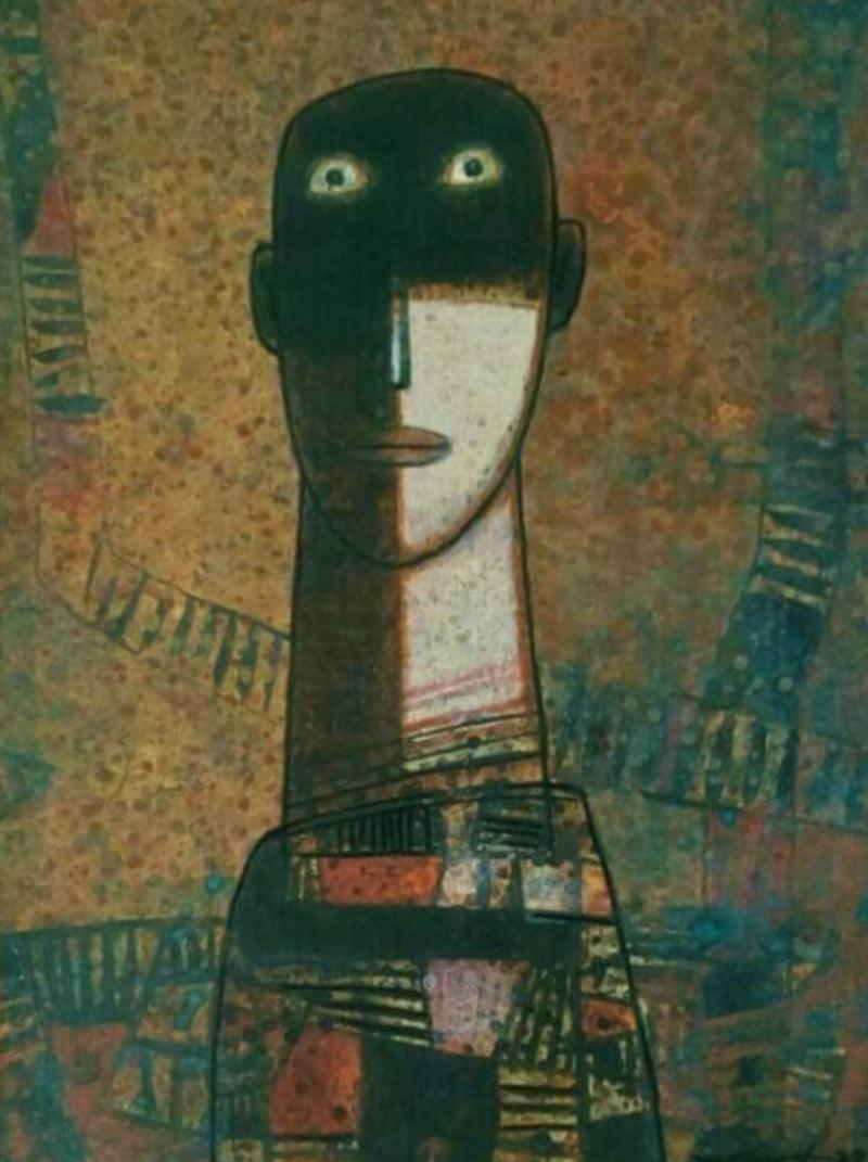 Figurative acrylic painting titled 'Composition 6', 19x15 inches, by artist Mihir Kayal on Canvas