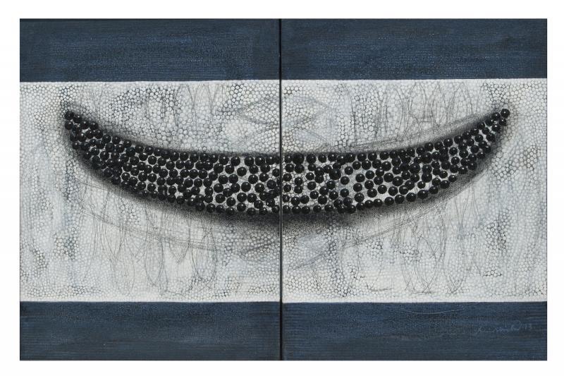 Abstract mixed media painting titled 'Composition', 16x24 inches, by artist Asim Paul on Canvas