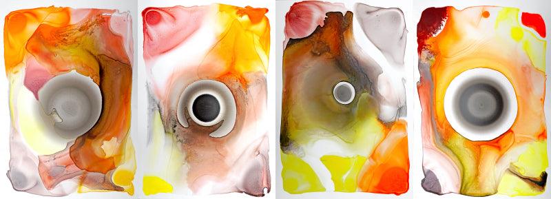 Abstract acrylic painting titled 'Composition No 338', 9x40 inches, by artist Sumit Mehndiratta on Paper