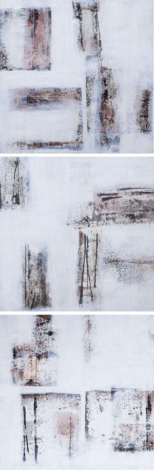 Abstract acrylic painting titled 'Conceptual Dreams', 36x12 inches, by artist Goutam Mukherjee on Canvas