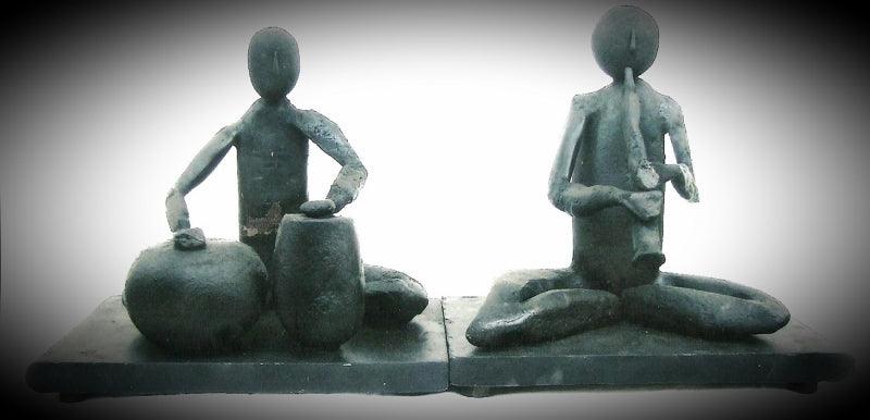 Figurative sculpture titled 'Concert', 11x18x6 inches, by artist Shibu Sengupta on Stone