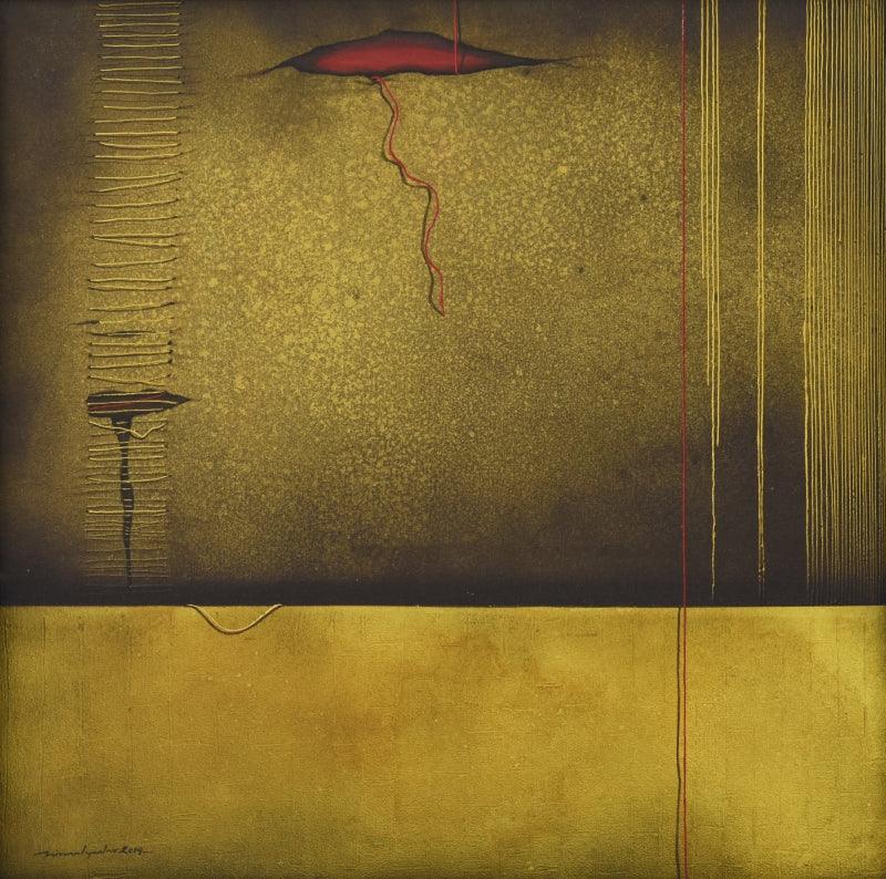 contemporary acrylic painting titled 'Conversation', 30x30 inches, by artist Nirmal Yadav on Canvas