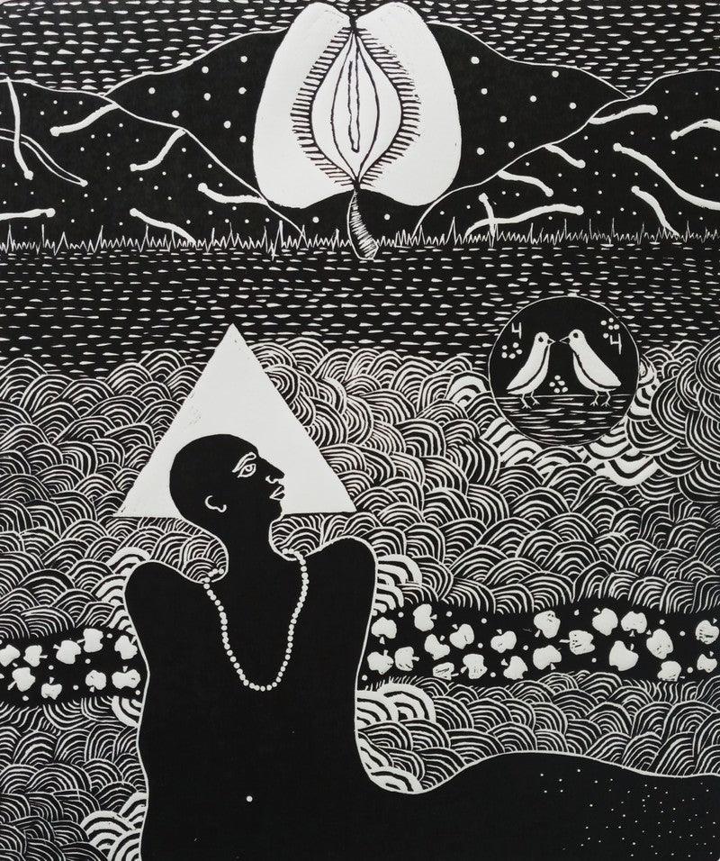 contemporary printmaking titled 'Conversation', 20x18 inches, by artist Kapil Verma on Paper