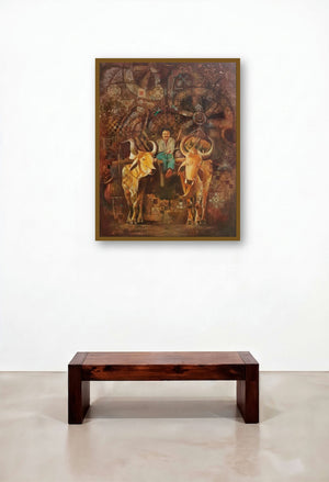 Countryside (The Path Ahead) by artist Durshit Bhaskar displayed in a Japandi Study