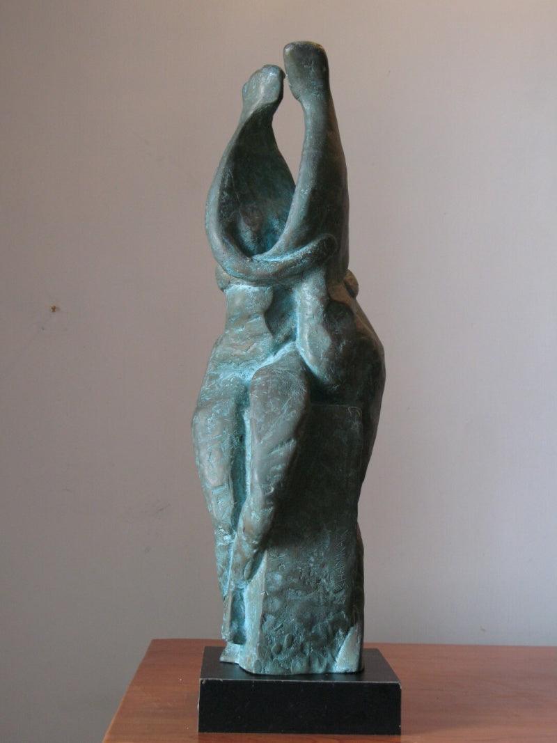 Figurative sculpture titled 'Couple 3', 19x6x6 inches, by artist Shankar Ghosh on Bronze