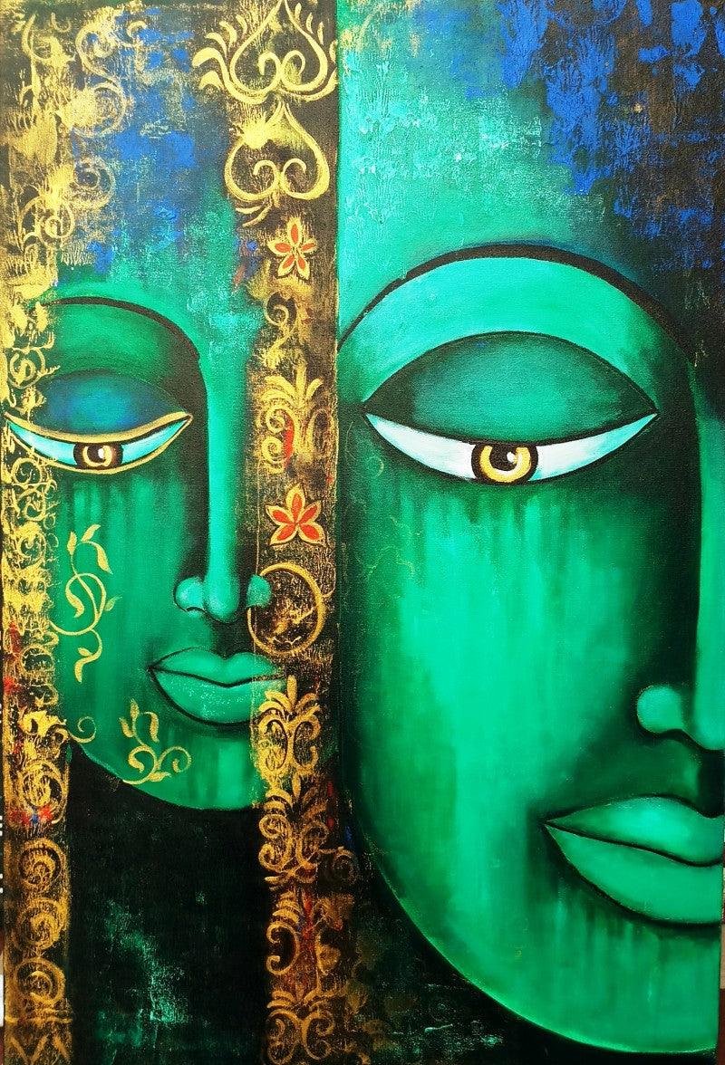 Portrait artcontent titled 'Couple', 36x24 inches, by artist Arjun Das on Canvas