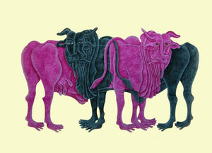 contemporary acrylic painting titled 'Couple', 36x48 inches, by artist Dharmendra Kumar on Canvas