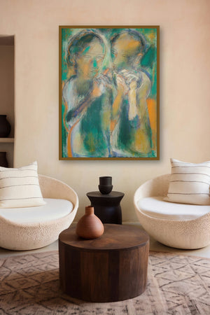 Couple by artist D S Rane displayed in a Contemporary Exhibition gallery