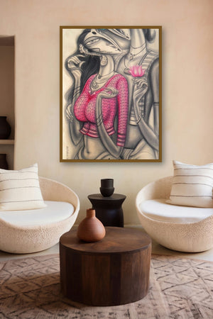 Couple In Love (Symbol of Love) by artist Ramesh Pachpande displayed in a Contemporary Exhibition gallery