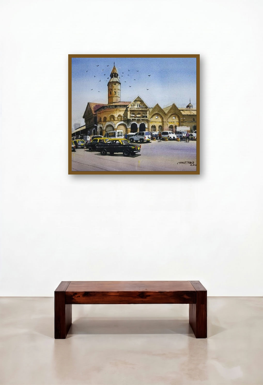 Crawford Market (The Heart of the City) by artist Niketan Bhalerao displayed in a Scandinavian Study