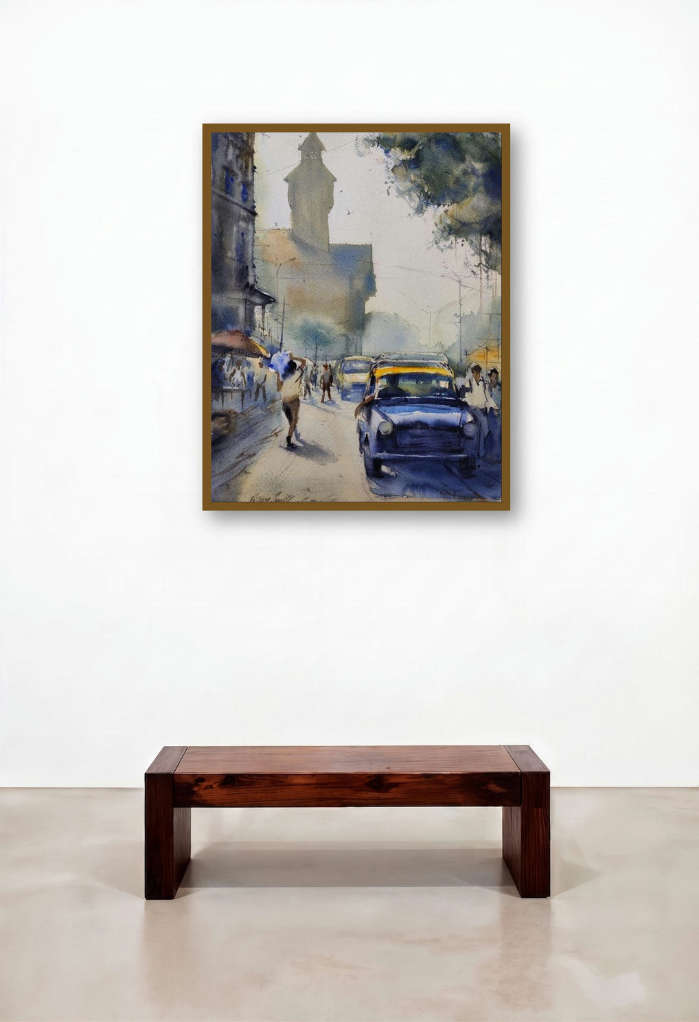 Crawford Market (Mumbai Street Scene) by artist Vijay Jadhav displayed in a Industrial Dining Room