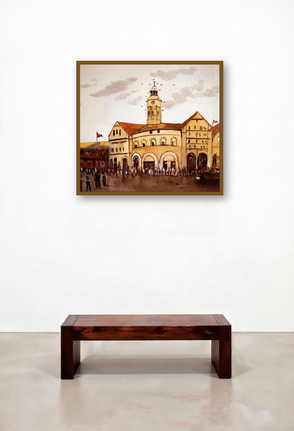 Crawford Market Mumbai (Gateway to the City) by artist Arunava Ray displayed in a Coastal Bedroom
