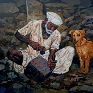 Animals oil painting titled 'Creator', 36x36 inches, by artist NanaSaheb Yeole on Canvas