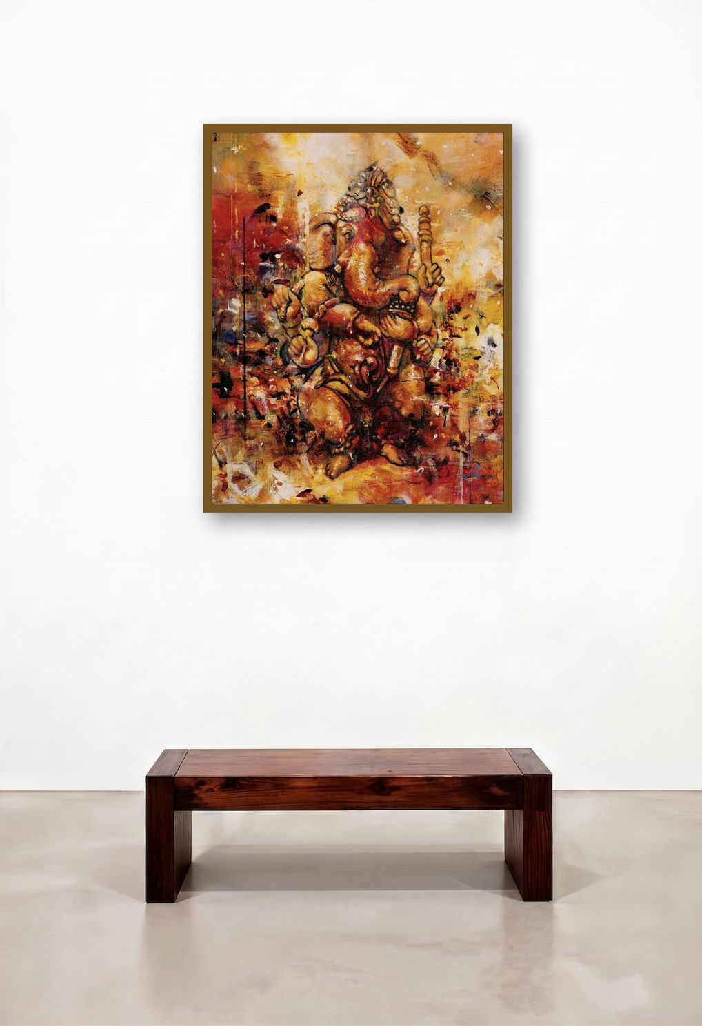 Dancing Ganesha (The Auspicious One) by artist Arindam Gupta displayed in a Coastal Foyer